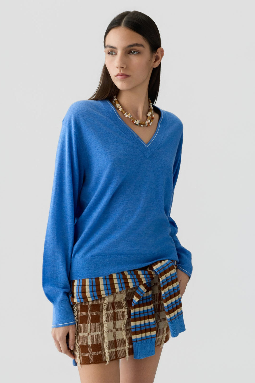 Guest in Residence Airy V Neck Sweater-Delft Blue