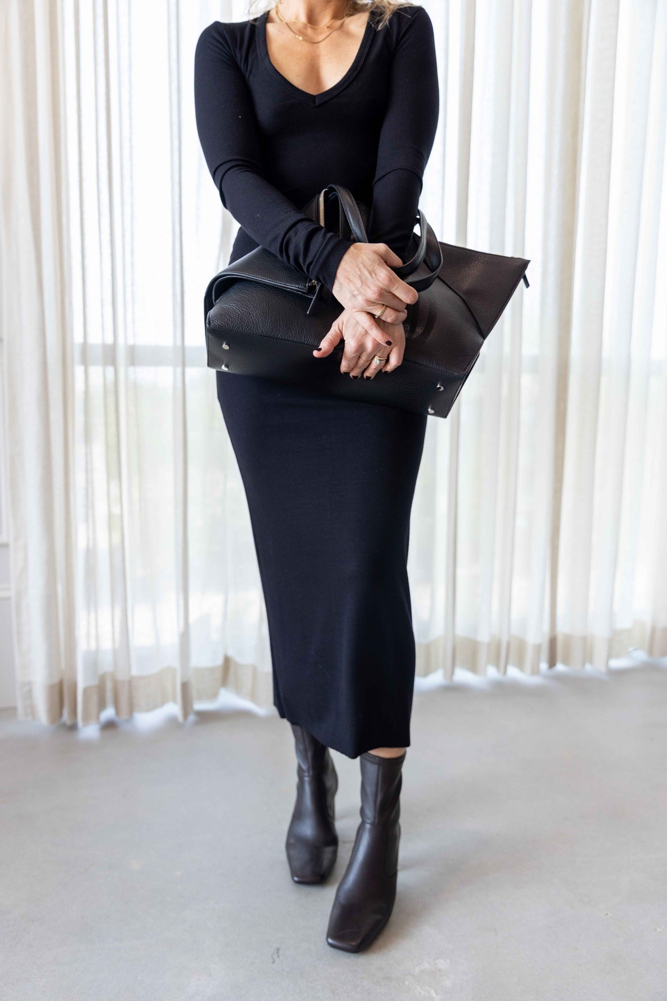 Eterne V-Neck Midi Dress