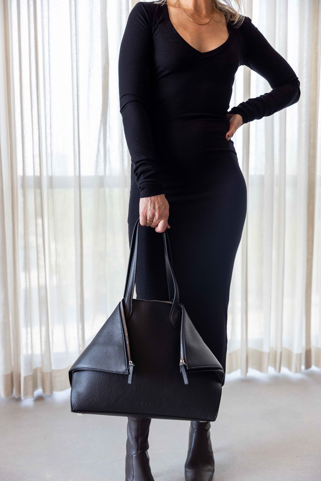 Eterne V-Neck Midi Dress