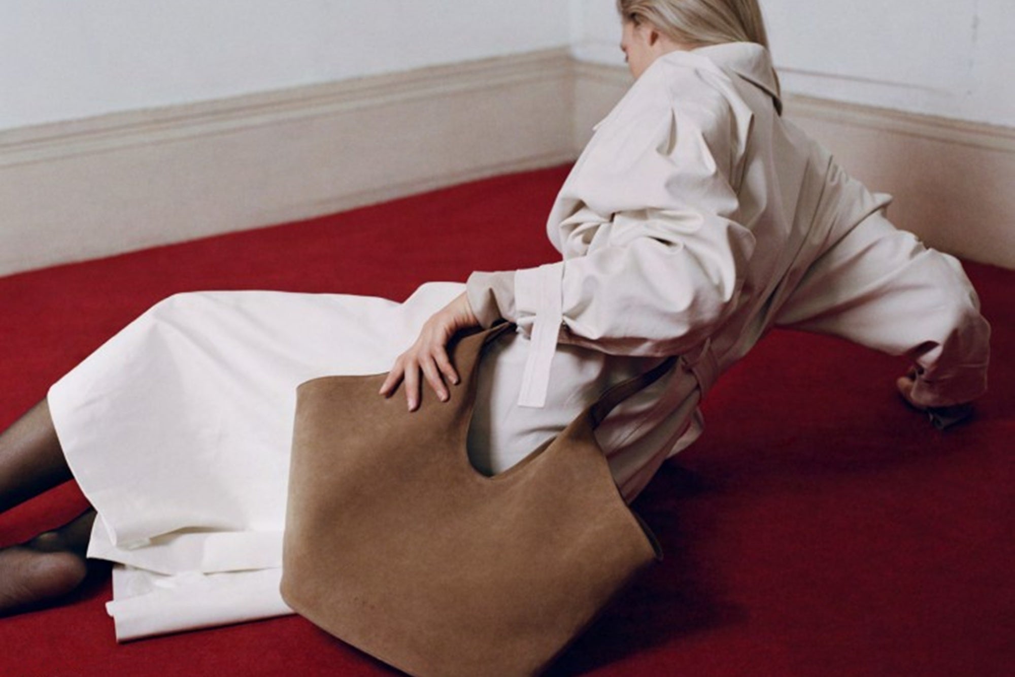 image of the aesther ekme phantom tote in suede date