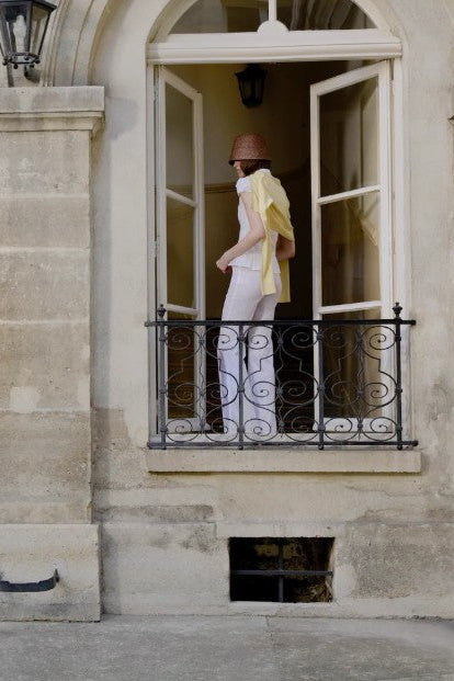 image of a model wearing the Alfie Abby Shirt in Checkered Poplin
