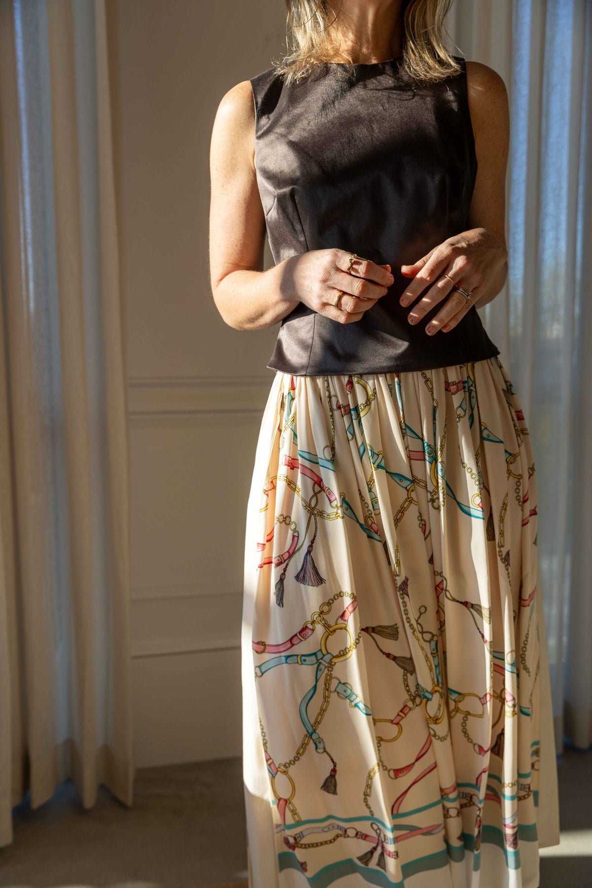 Forte Forte The Crown Print Viscose Twill Elasticated Skirt