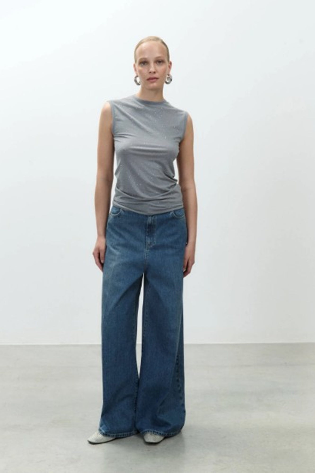 Alysi Jersey Top with Rhinestones