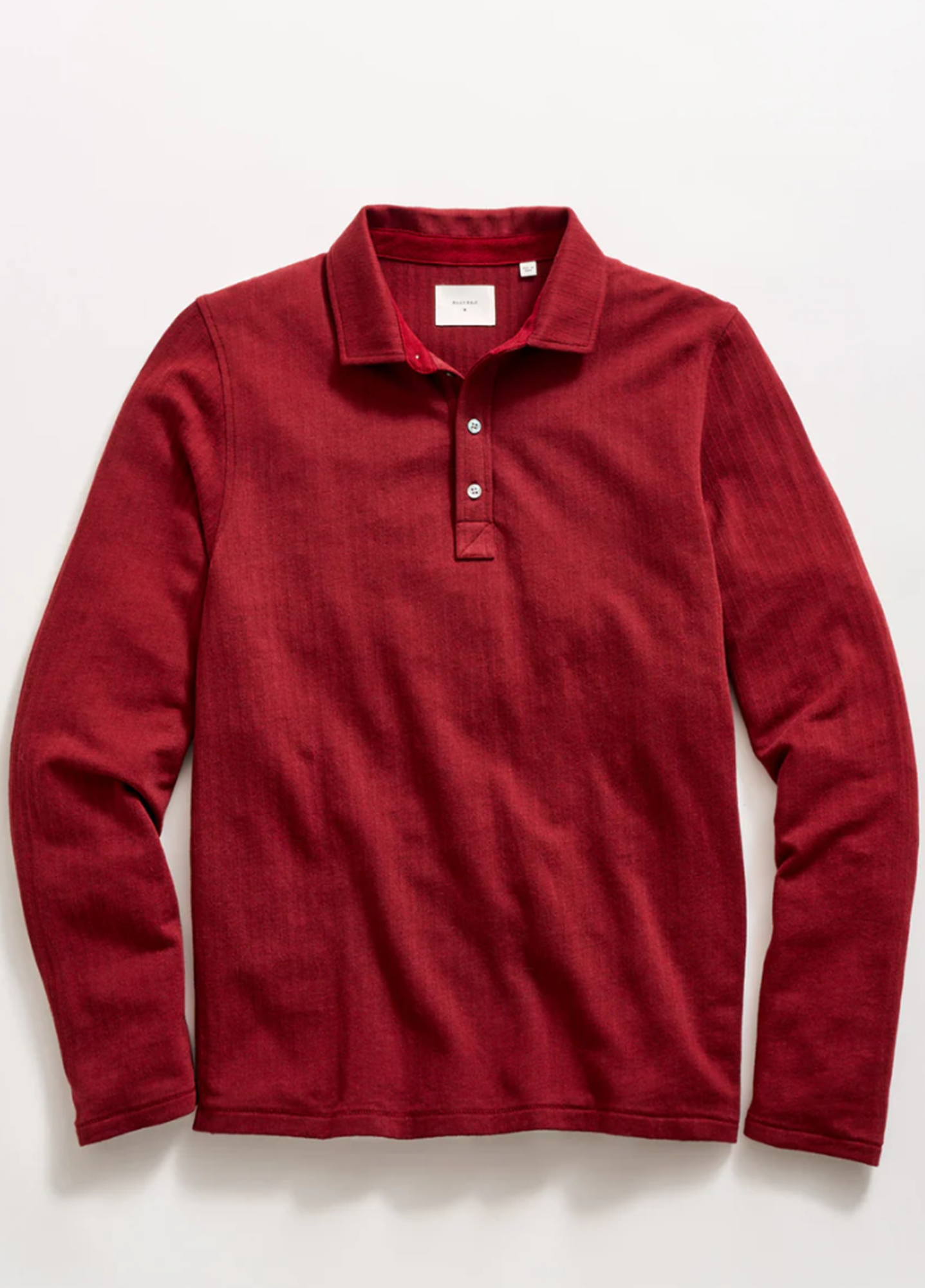 Billy Reid Long Sleeve Polo Herringbone Syrah