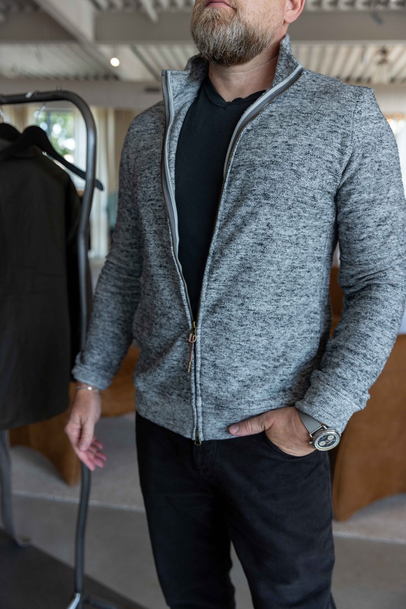 Billy Reid Numajiri Marled Slub Track Jacket