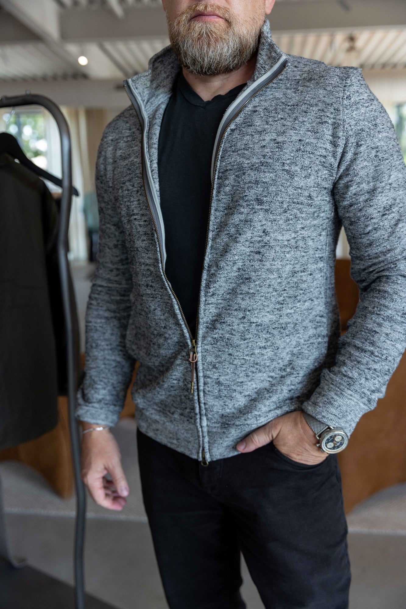 Billy Reid Numajiri Marled Slub Track Jacket