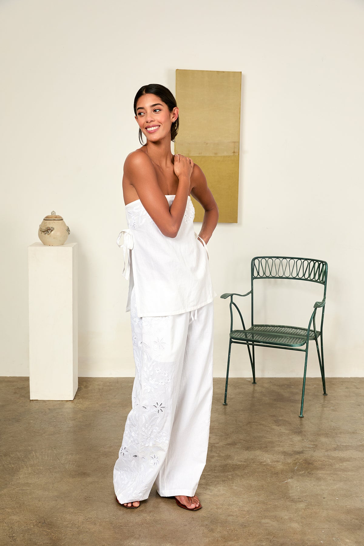 model wearing ciao lucia ermano pant sebastian top