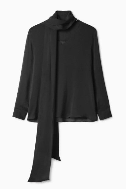 Dagmar Chiffon Scarf Blouse, Black