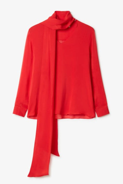 Dagmar Chiffon Scarf Blouse, Red