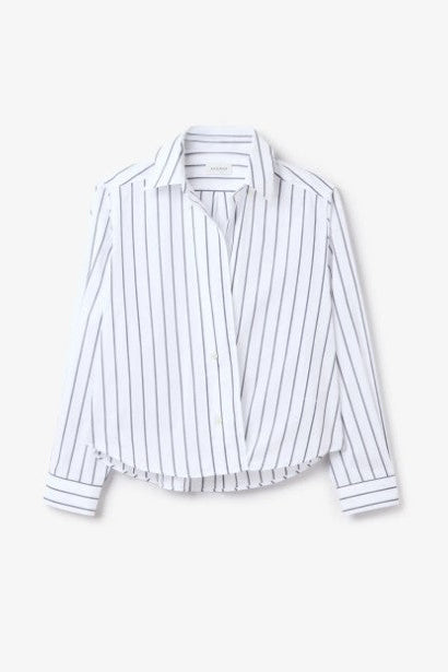 Dagmar Cropped Shirt, White Black