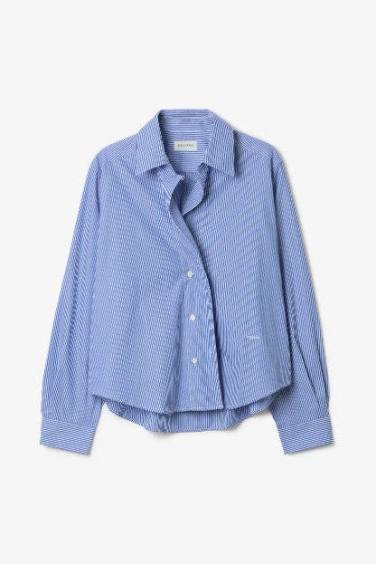 Dagmar Cropped Shirt, Blue Stripe