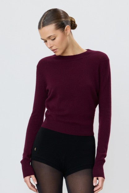 model wearing the Eterne Francis Sweater in oxblood
