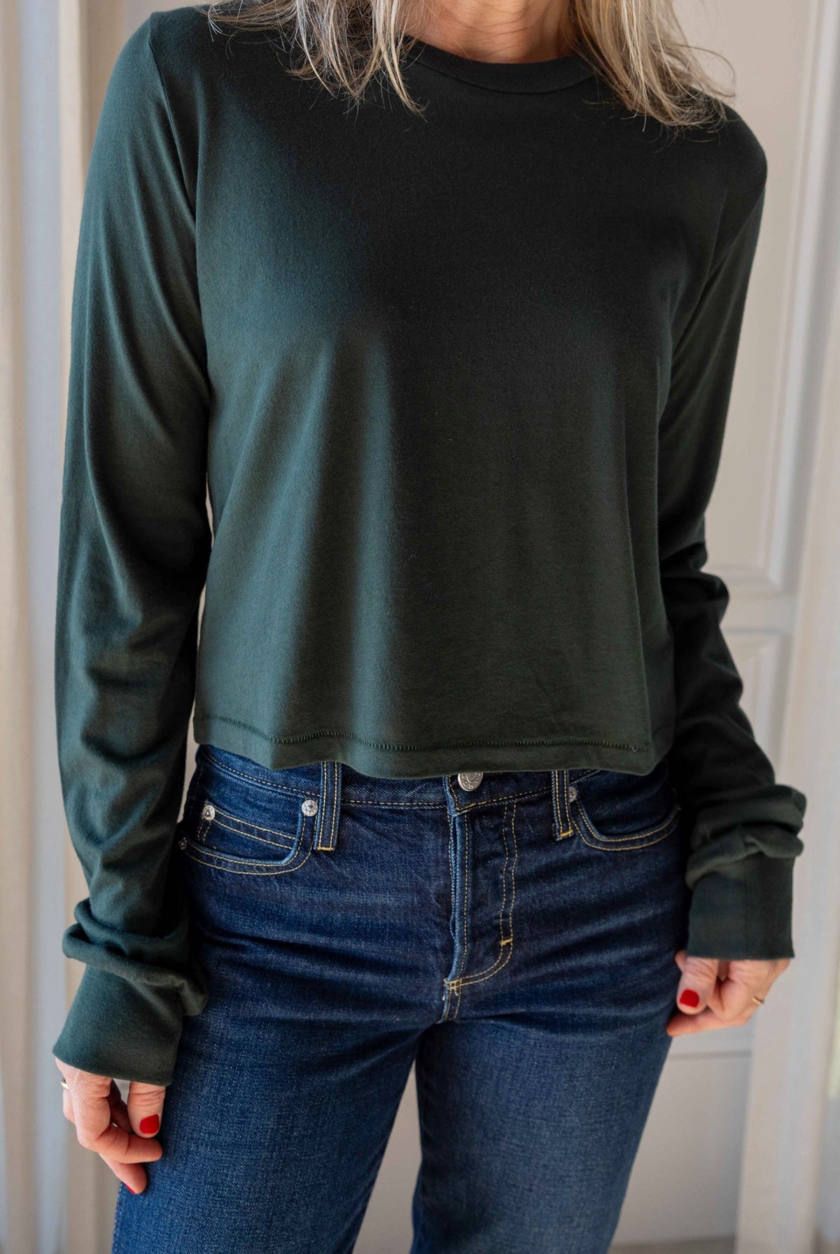 Eterne Long Sleeve Boxy Tee, Forest