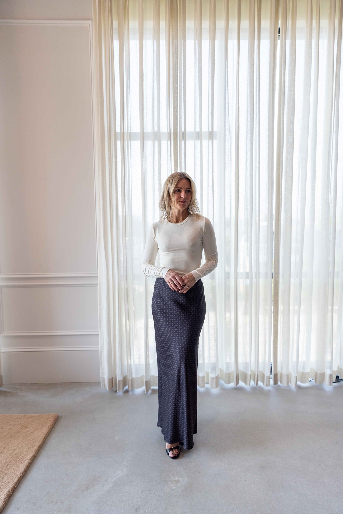 A Emery Riva Bias Skirt-Ink Foulard