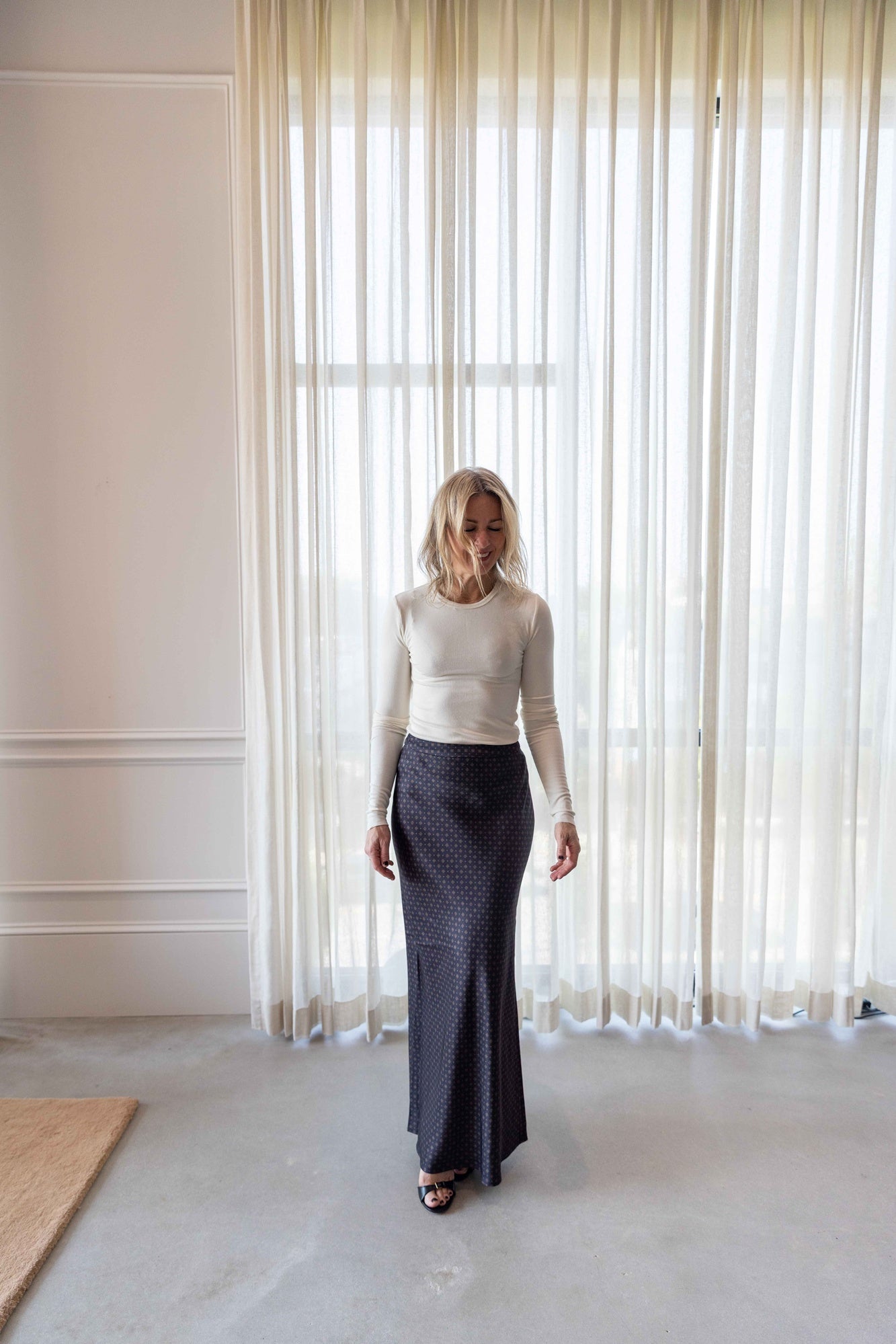 A Emery Riva Bias Skirt-Ink Foulard