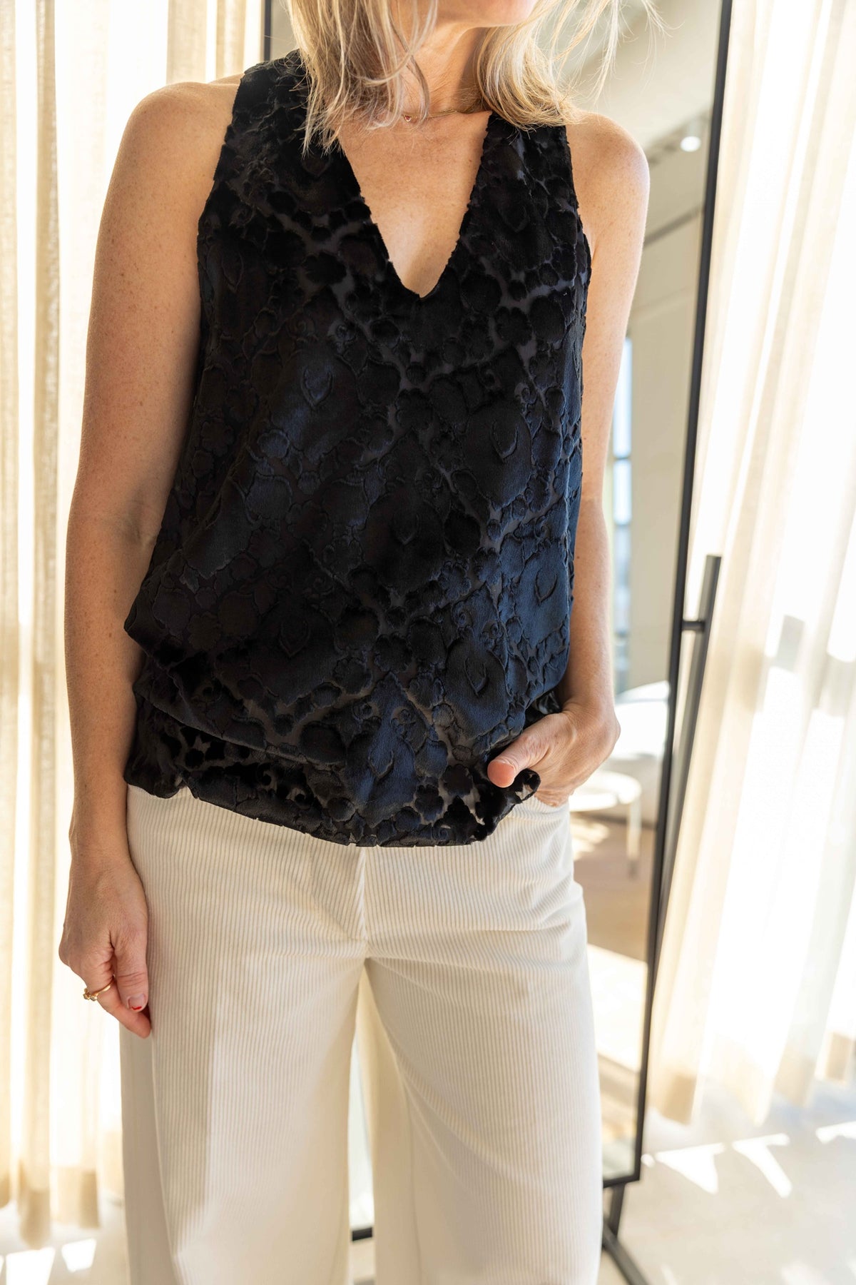 Forte Forte Dévoré Velvet Top, Black