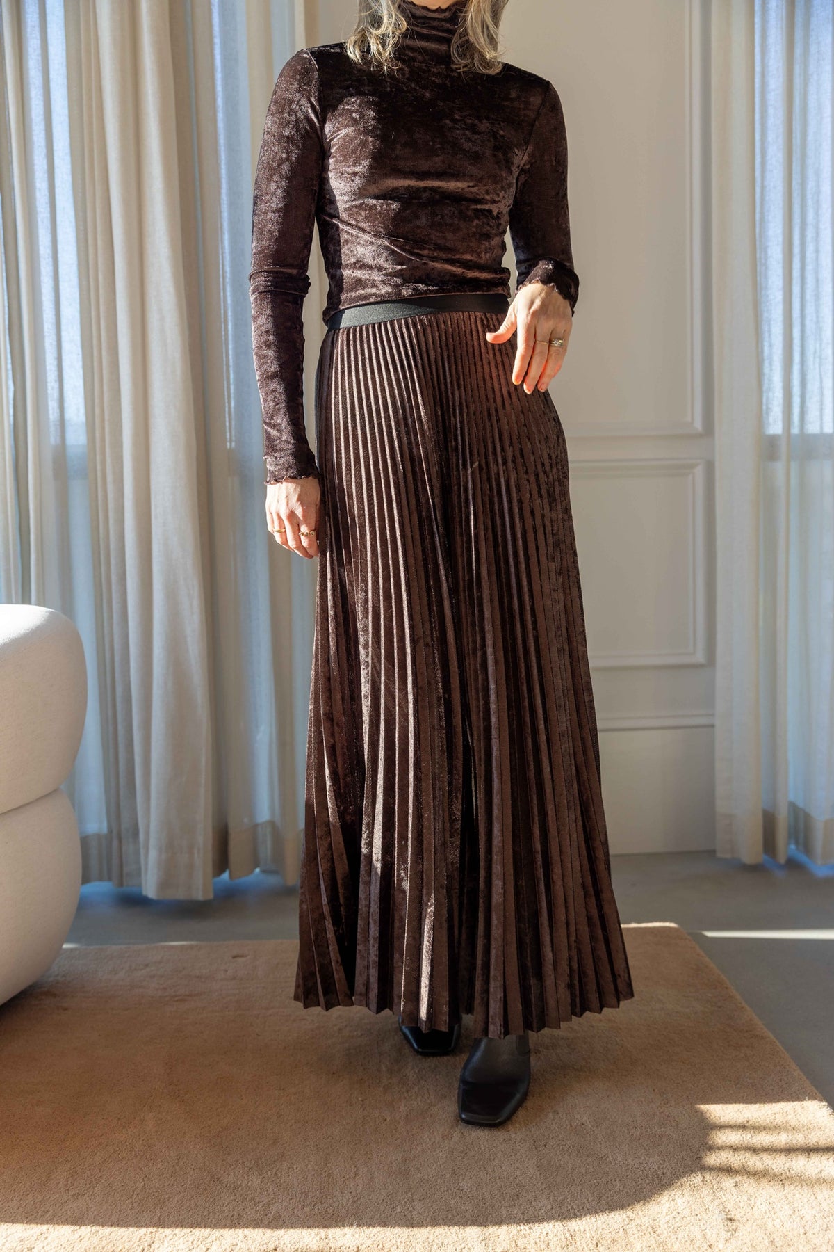 Forte Forte Soleil Plissé Flocked Stretch Tulle Midi Skirt