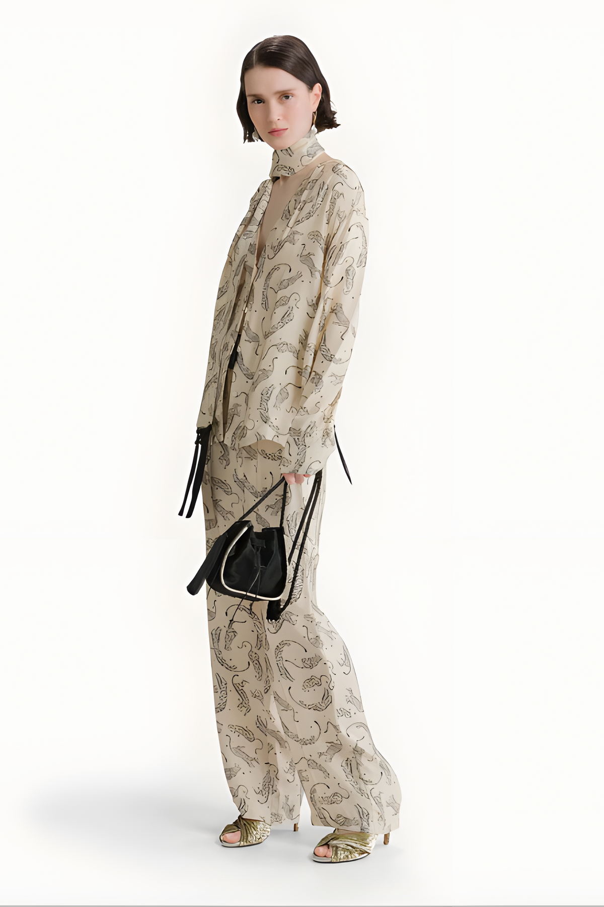 Forte Forte Royal Leopard Print Satin Drawstring Pants