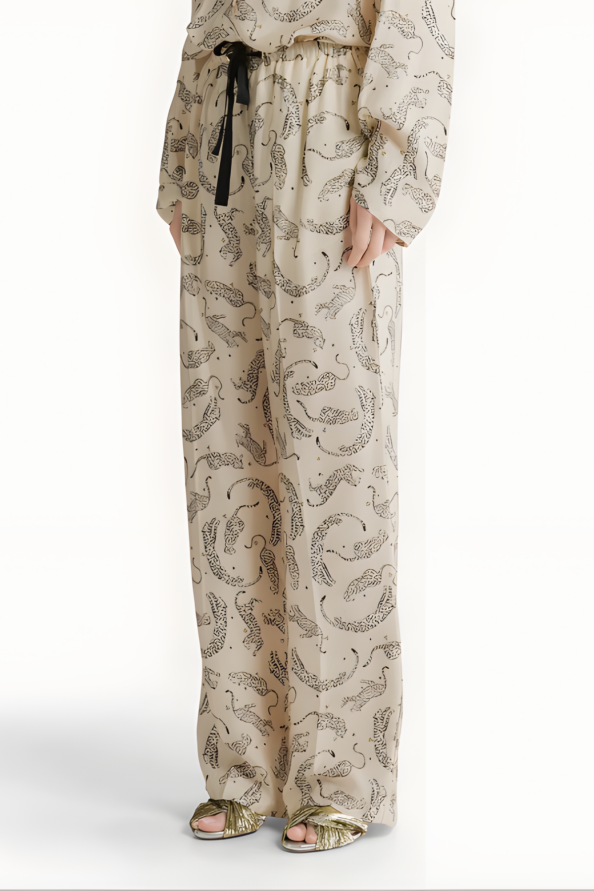 Forte Forte Royal Leopard Print Satin Drawstring Pants