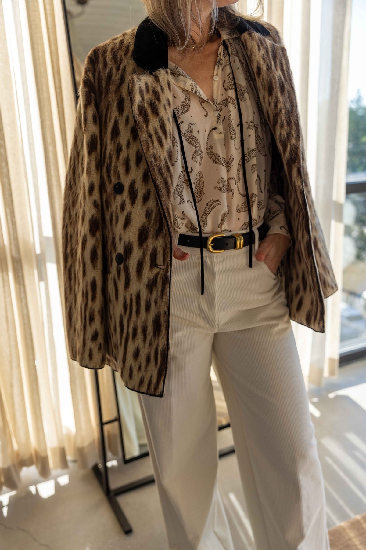Forte Forte Royal Leopard Jacquard Double Breasted Coat