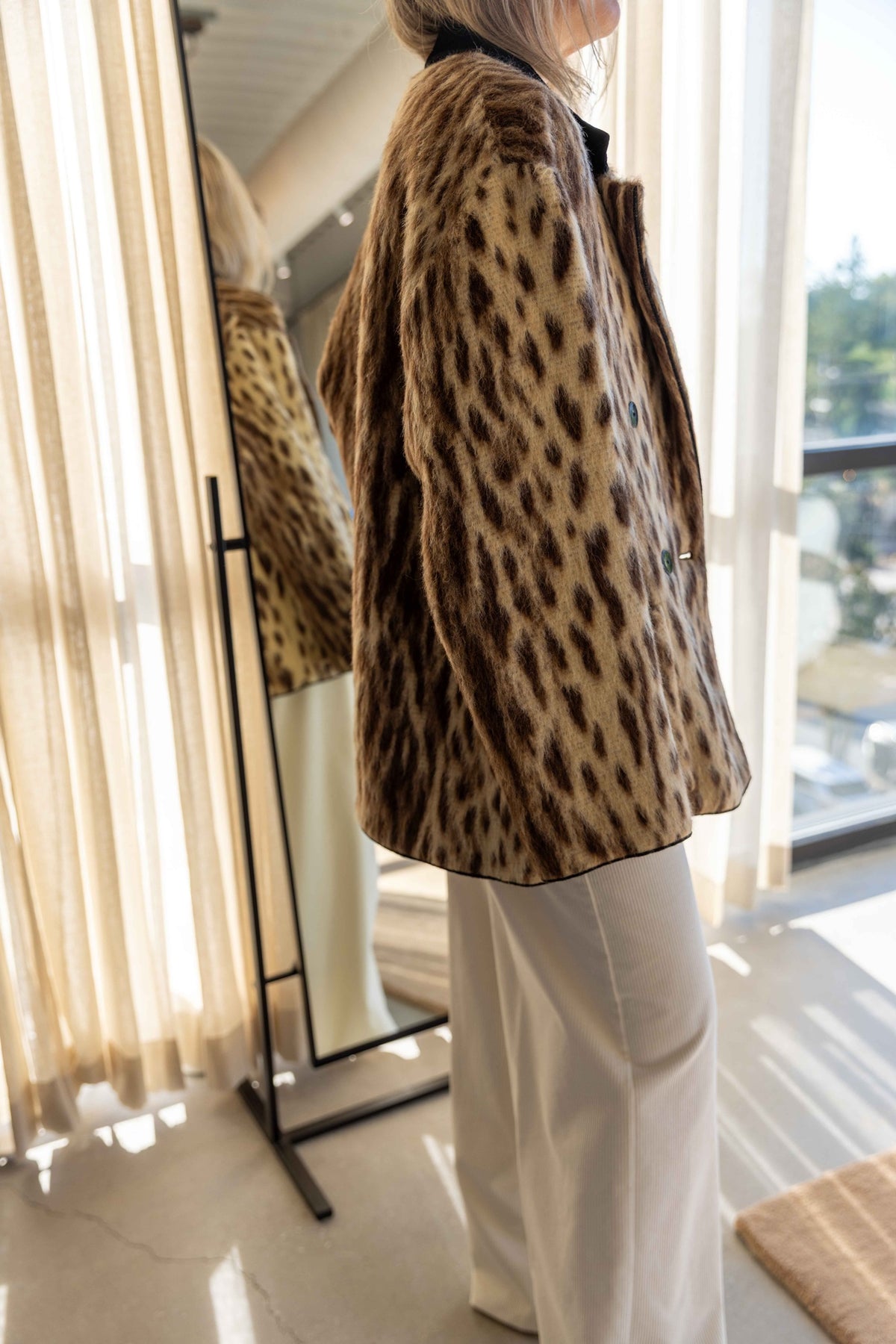 Forte Forte Royal Leopard Jacquard Double Breasted Coat