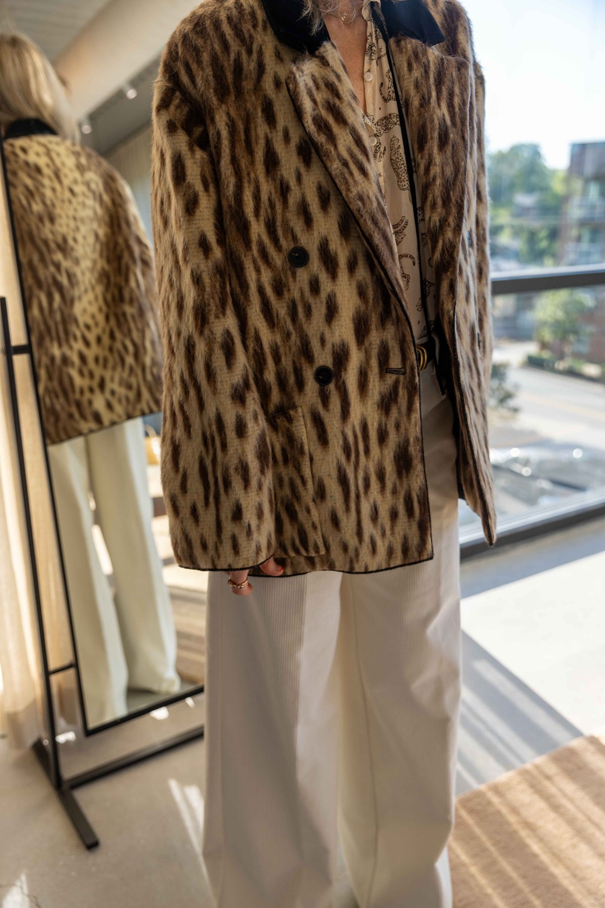 Forte Forte Royal Leopard Jacquard Double Breasted Coat