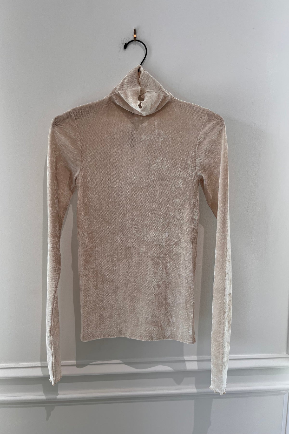 Forte Forte Flocked Stretch Tulle Turtleneck, Platino