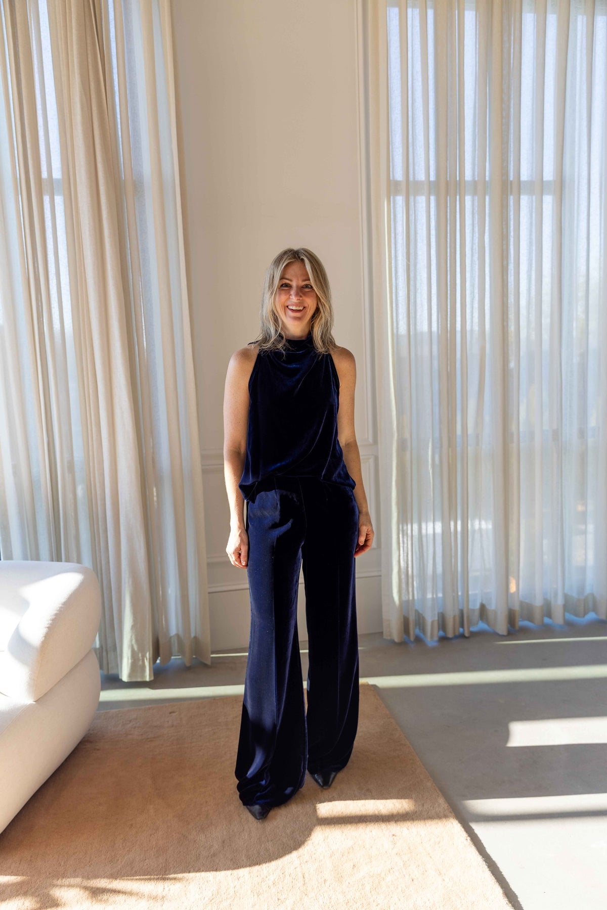 Forte Forte Viscose/Silk Velvet Flat Front Flared Pants