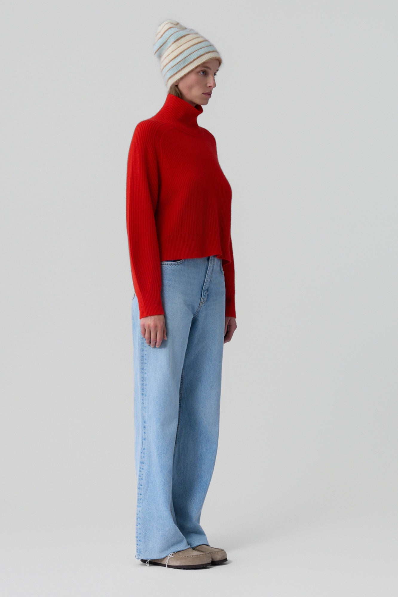 Guest in Residence Cropped Rib Turtleneck Sweater