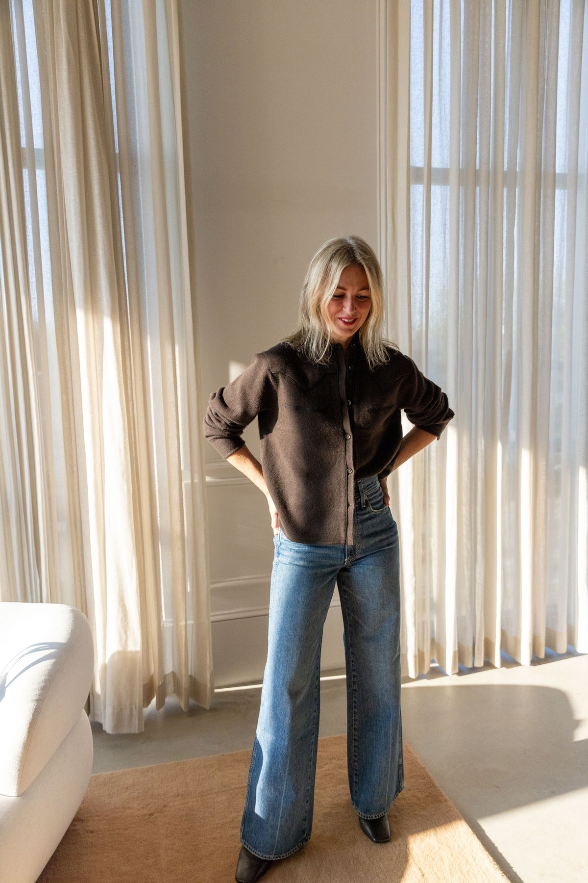 Guest in Residence Cropped Western Shirt