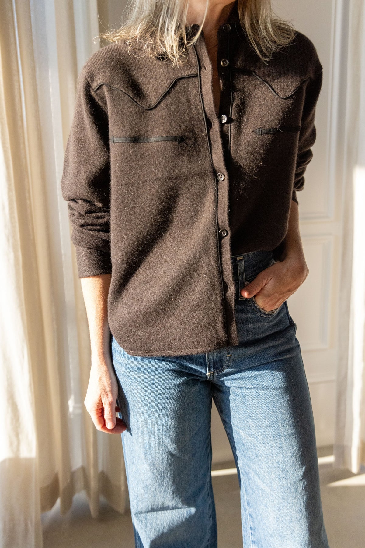 Guest in Residence Cropped Western Shirt