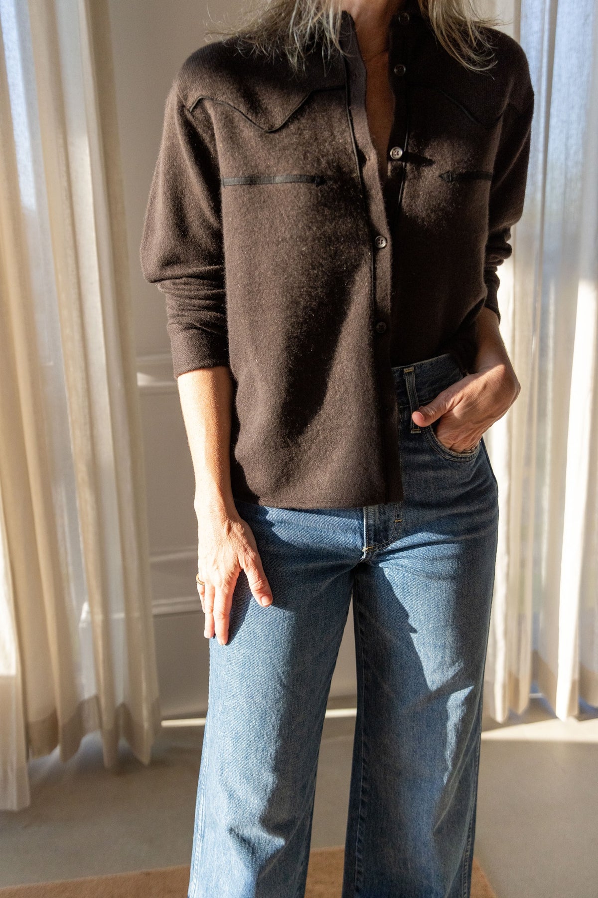 Guest in Residence Cropped Western Shirt