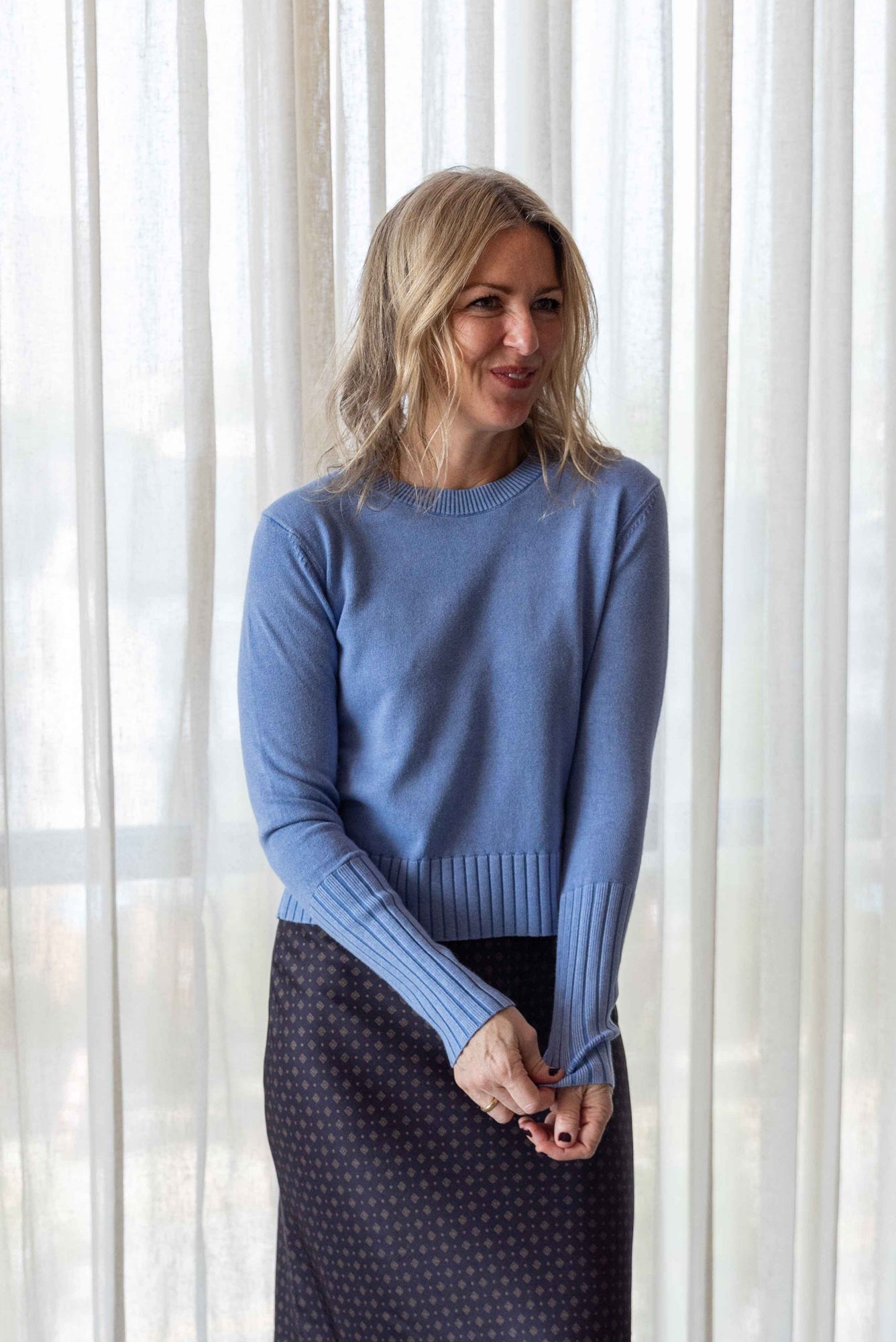 Guest in Residence Sunwash Shrunken Crew, Delft Blue-Back in Stock