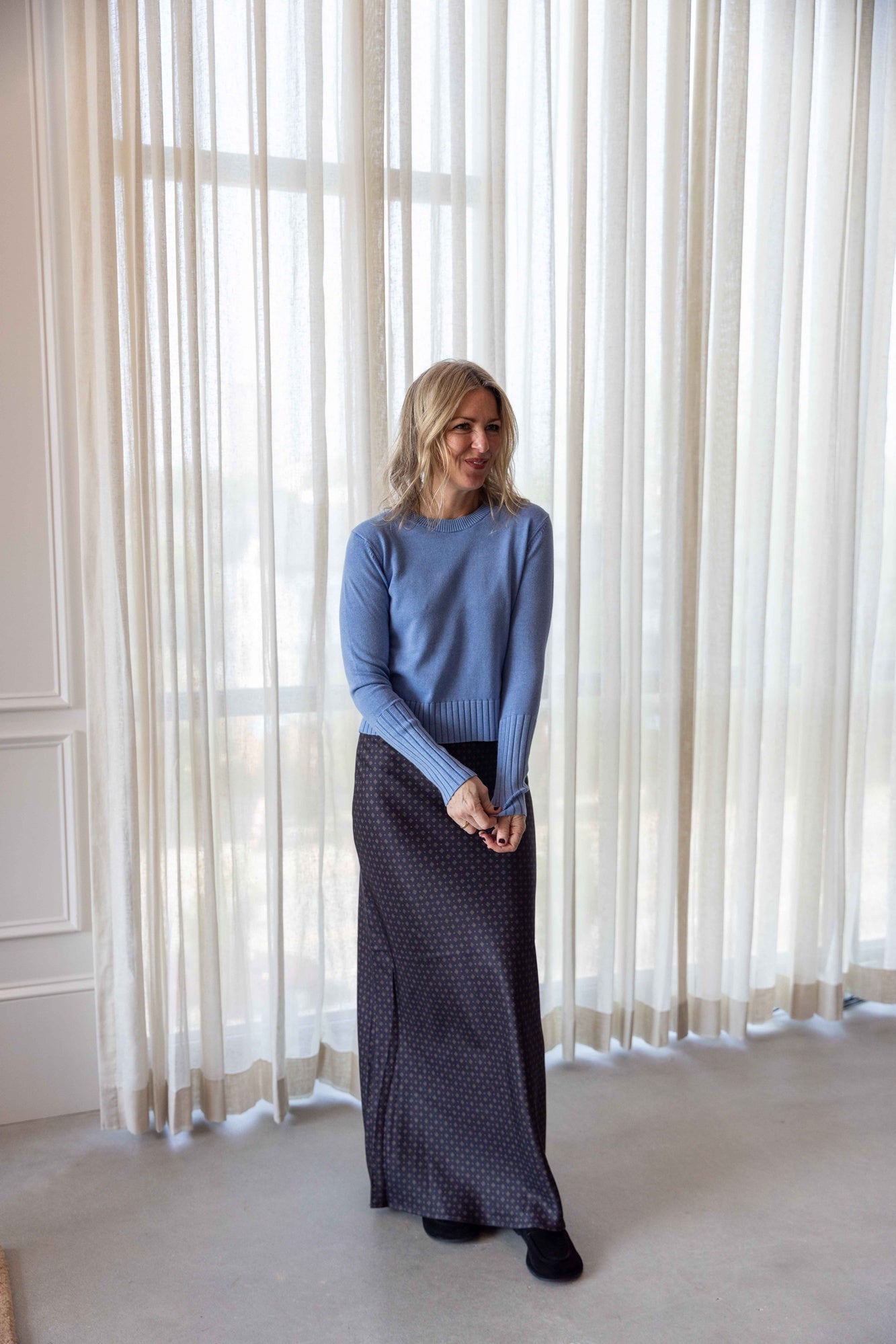 Guest in Residence Sunwash Shrunken Crew, Delft Blue-Back in Stock