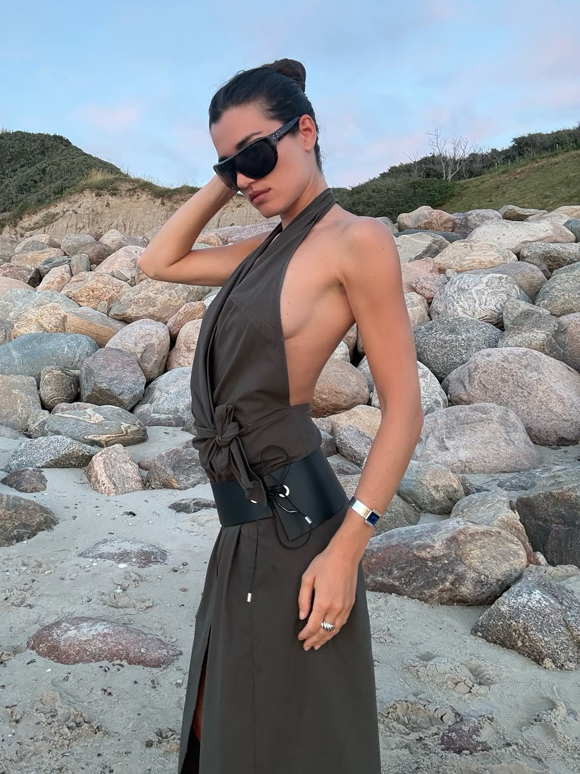 St Agni Halter Wrap Backless Dress