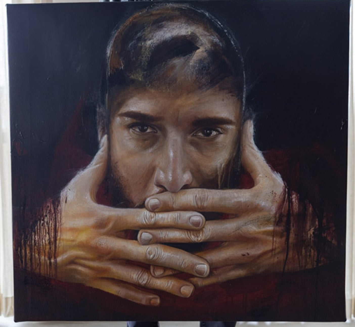 Liam Bononi Mutus Acrylic, Oil Pastel on Canvas, 100cm X 100cm