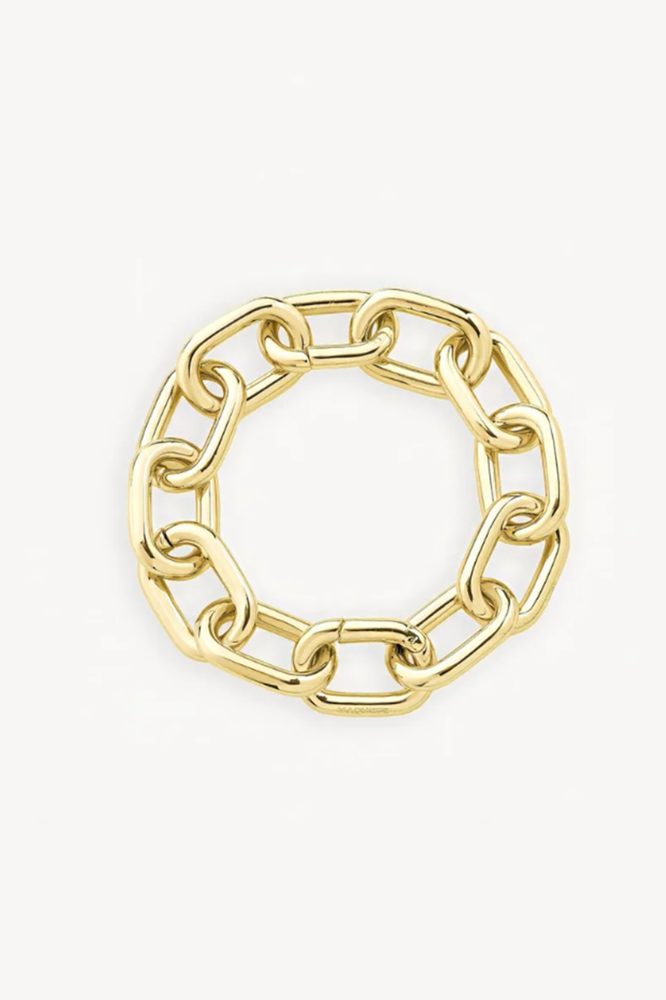 Gold chain-style bracelet on a white background