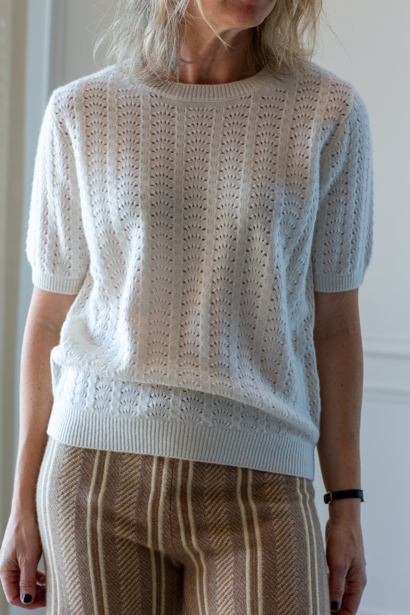 Lisa Yang Cecelia Cream Pointelle Sweater