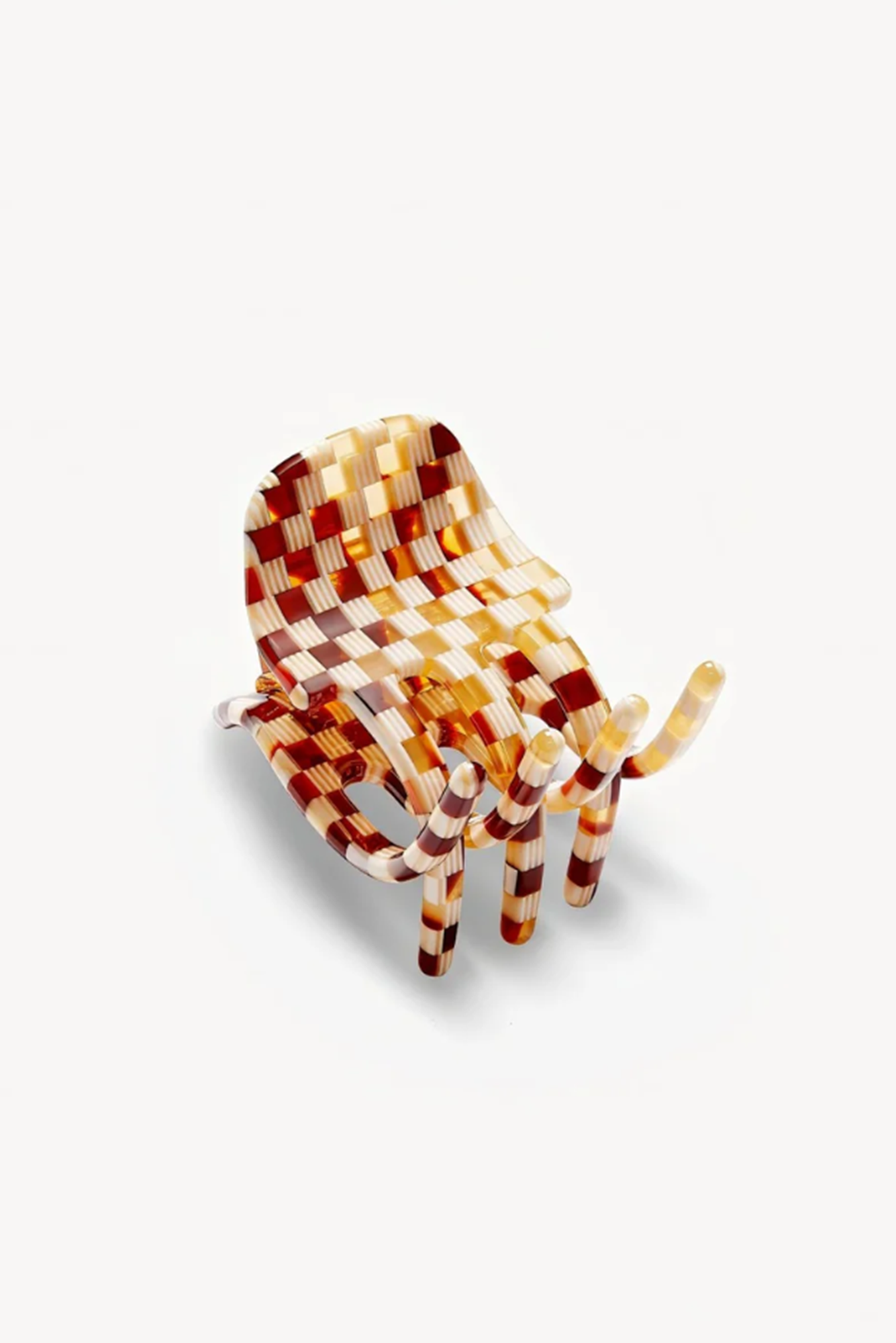 Tortiose Checkered hair clip or claw on a white background