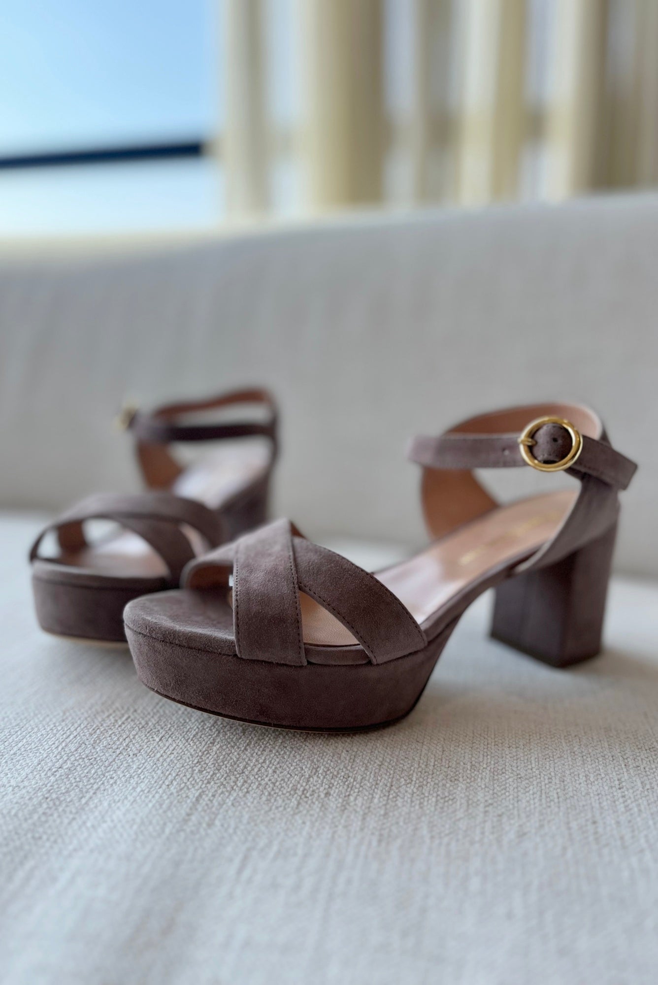 image of the rupert sanderson deidre heels in greige