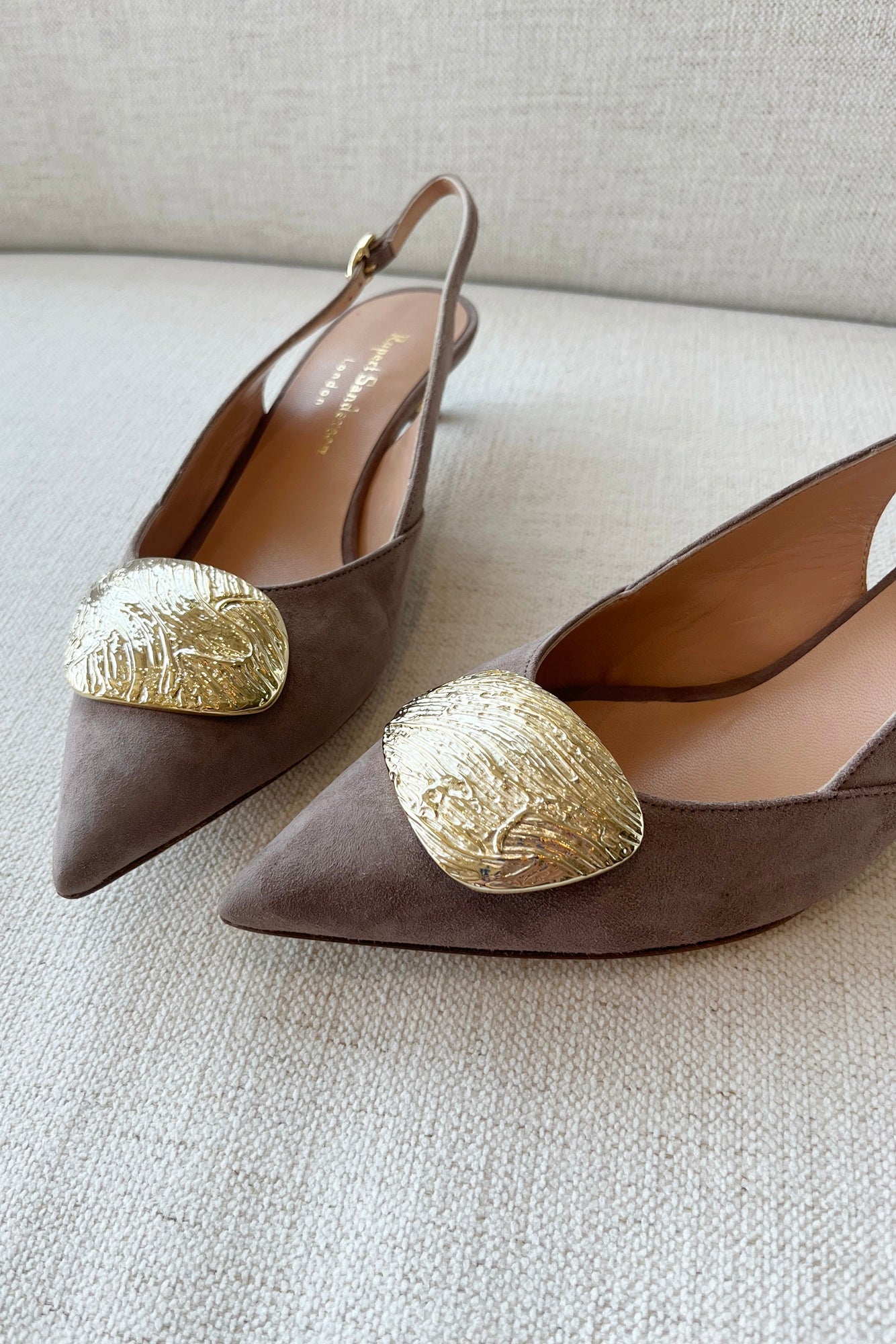 image of the rupert sanderson misty heels in greige