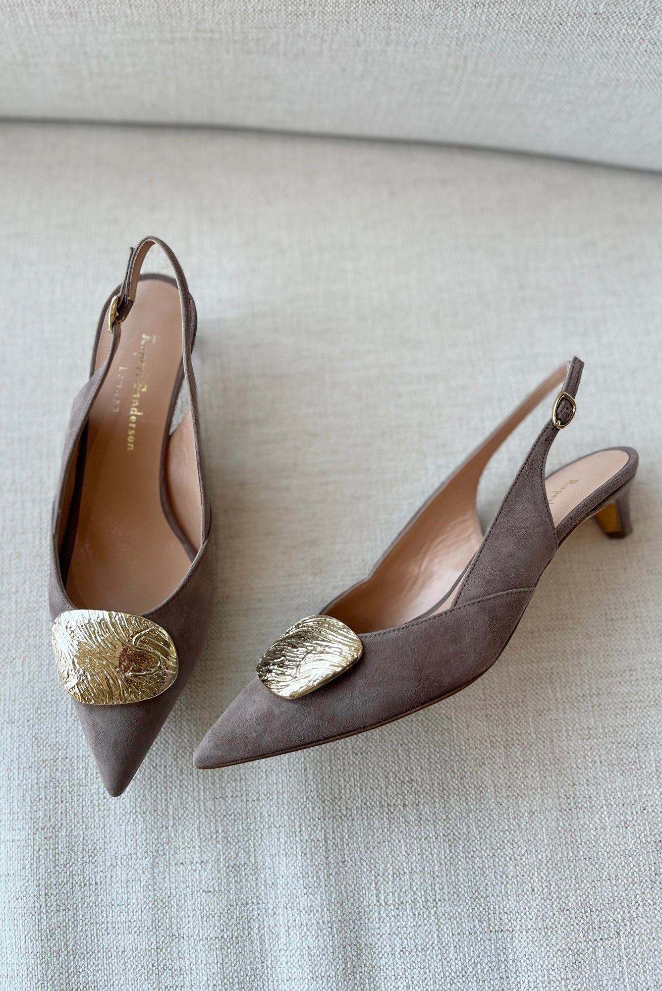 image of the rupert sanderson misty heels in greige