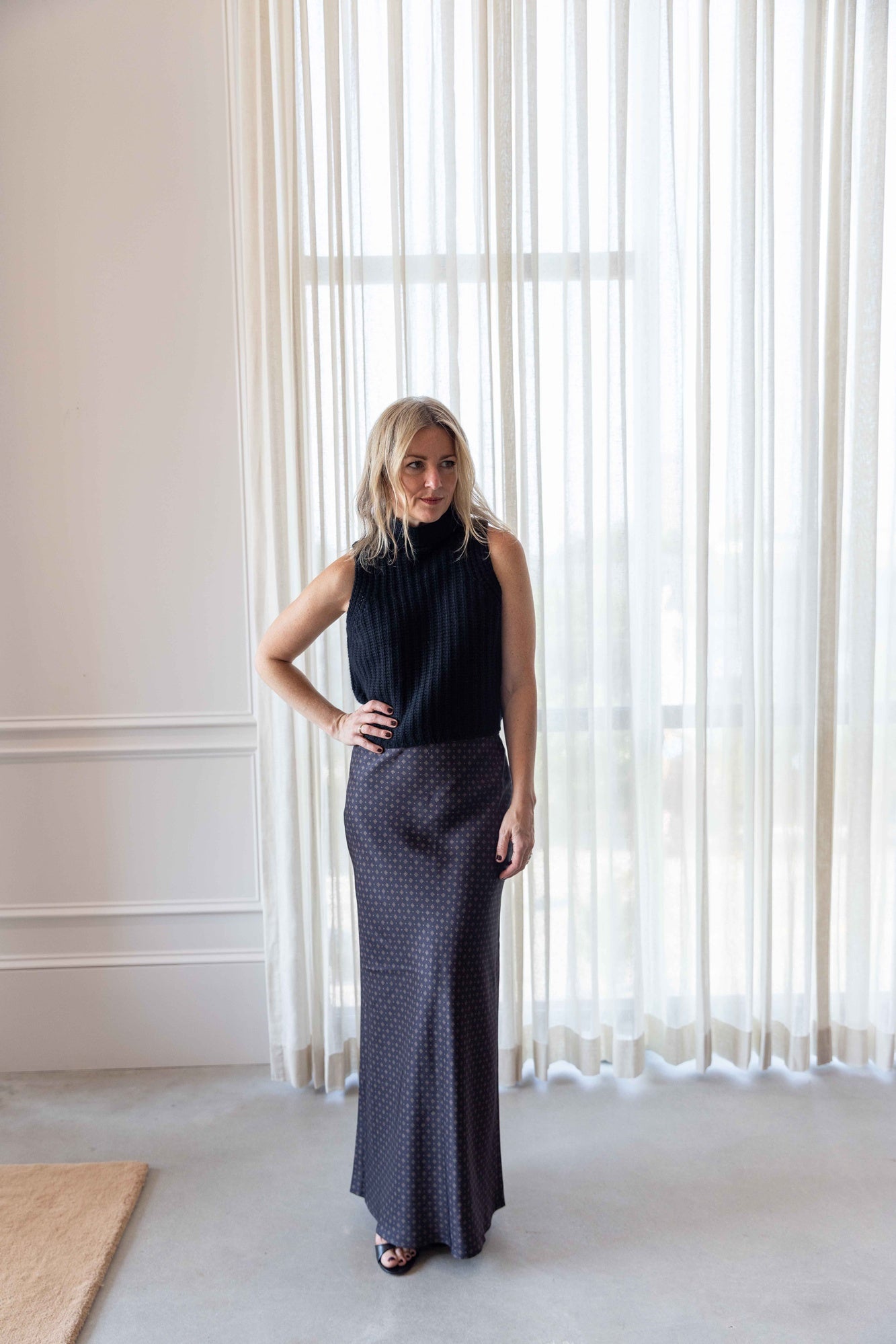 A Emery Riva Bias Skirt-Ink Foulard