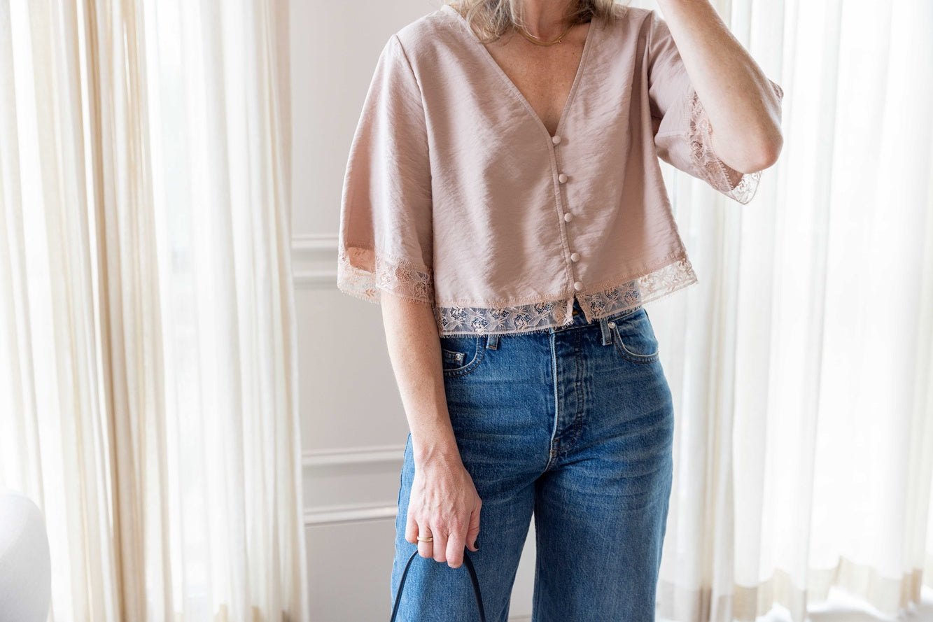 Sablyn Simone SS Button Down Top with Lace