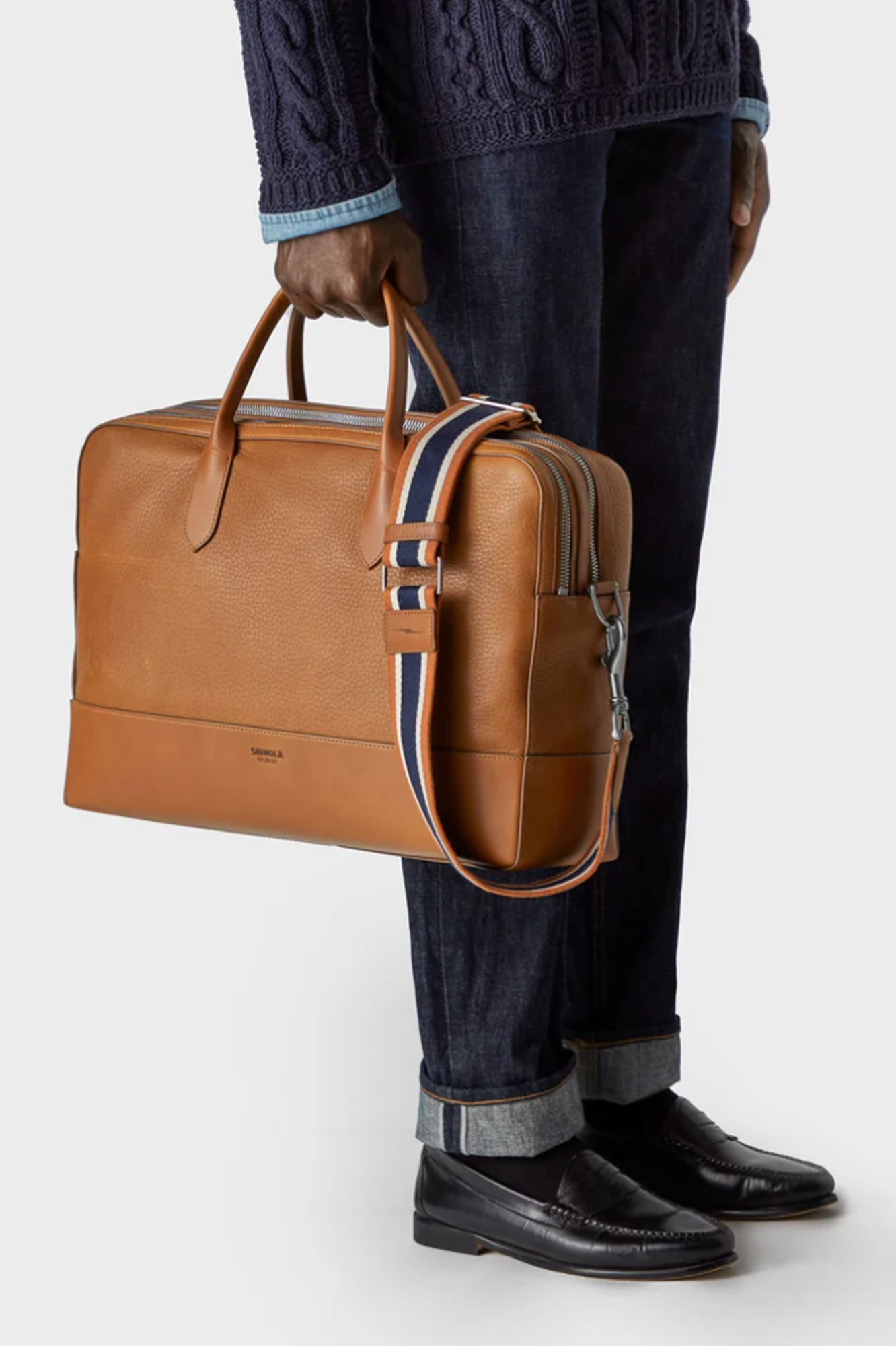 Shinola Canfield Double Zip Brief Case Natural Grain