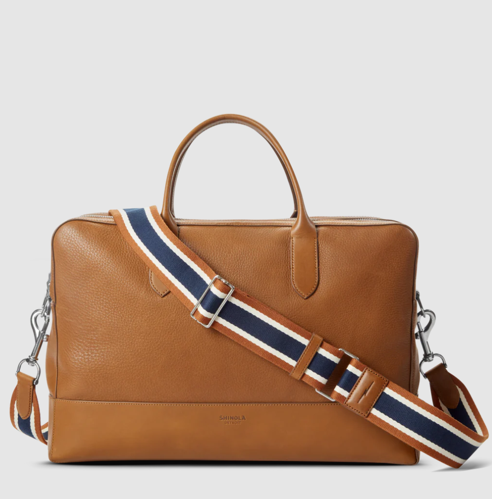 Shinola Canfield Double Zip Brief Case Natural Grain