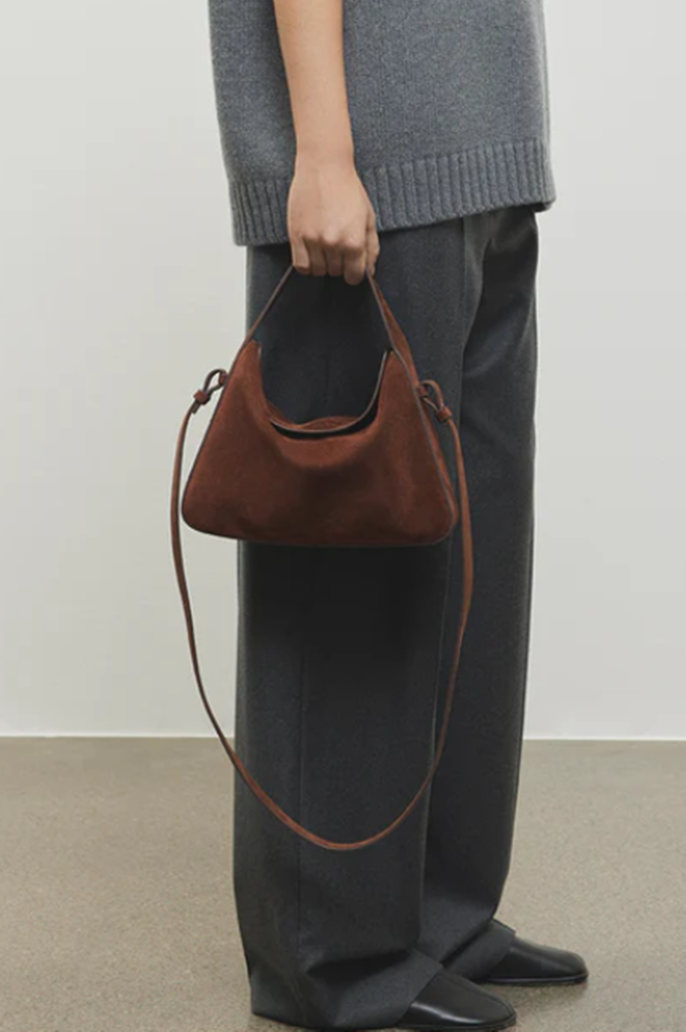Aester Ekme Handbag Soft Baguette Crossbody Suede Cocoa