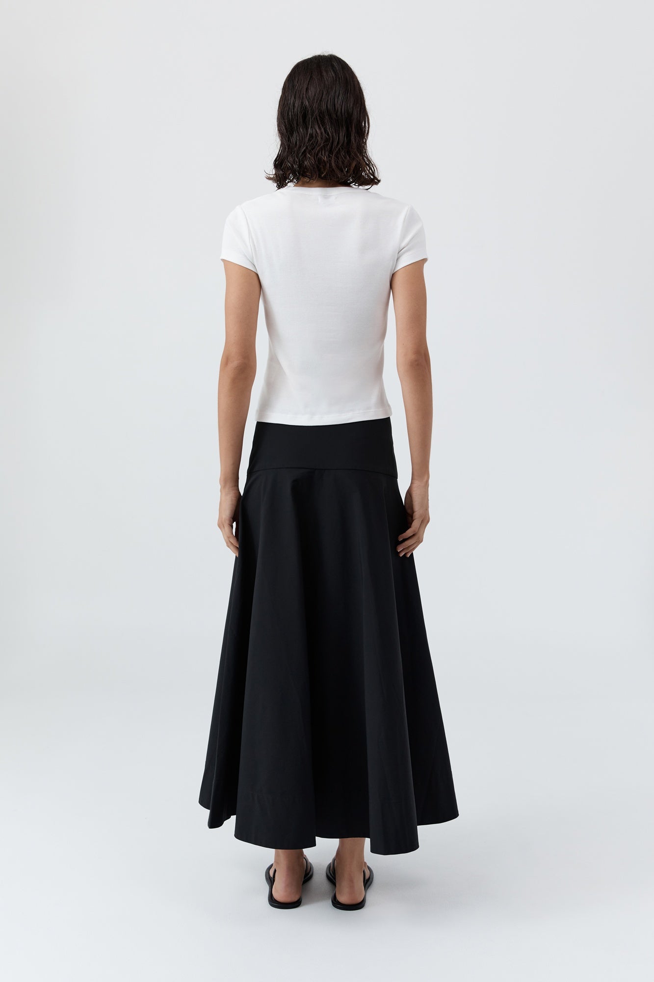 image of a model wearing the st agni circle cotton hem skirt