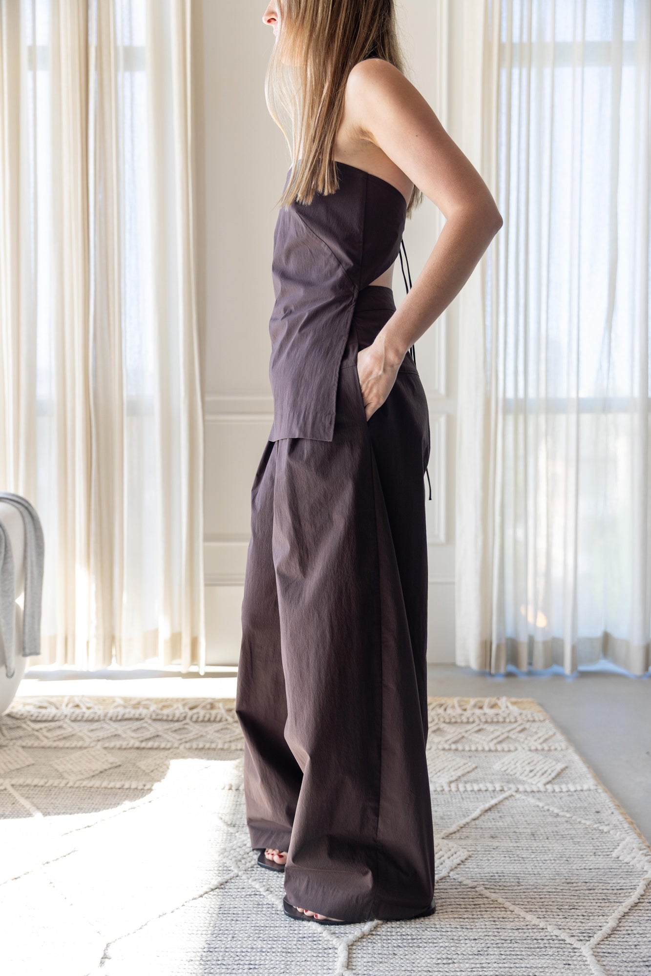 St Agni Relaxed Pleat Pants-Bark