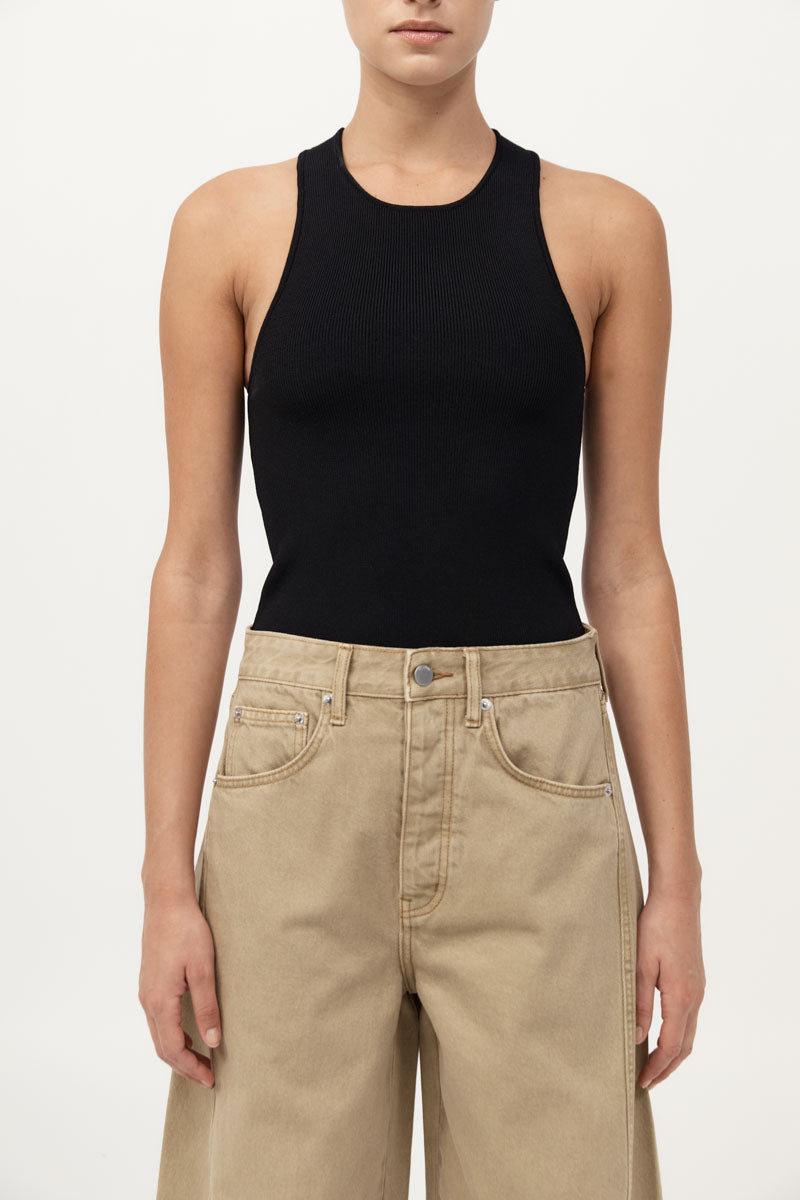 St Agni Sculpted Knit Black Top